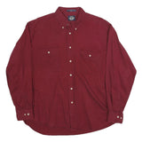 DOCKERS Mens Maroon Cotton Shirt L Button Down Collar Long Sleeve Casual
