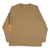 TIMBERLAND PRO Mens Beige Long Sleeve Crew Neck Cotton Blend 2XL Logo Sleeve
