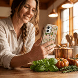 Seashell Plants and Blooms iPhone 15 Case - Lifestyle photo showing phone case in use