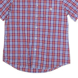 CHAPS Mens Red & Blue Check Shirt L Button-Down Cotton Blend Casual Short Sleeve