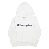 CHAMPION Womens White Hoodie S Classic Logo Pullover Hooded Sweatshirt