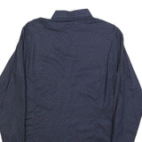 TOP MEN Mens Blue Patterned Shirt M Button Long Sleeve Stylish Casual