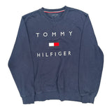 Tommy Hilfiger Spellout Sweatshirt - XL Navy Cotton