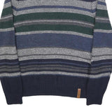 TOMMY HILFIGER Mens Navy Blue Green Grey Patterned Cotton Blend Jumper Crew Neck