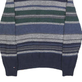 TOMMY HILFIGER Mens Navy Blue Green Grey Patterned Cotton Blend Jumper Crew Neck
