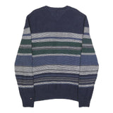 TOMMY HILFIGER Mens Navy Blue Green Grey Patterned Cotton Blend Jumper Crew Neck