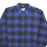 Mens Blue & Black Check Shirt L Long Sleeve Cotton Blend Casual