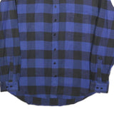 Mens Blue & Black Check Shirt L Long Sleeve Cotton Blend Casual