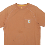 CARHARTT Mens Brown Pocket T-Shirt S Short Sleeve Crew Neck Workwear Logo