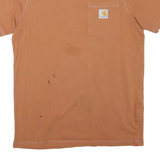 CARHARTT Mens Brown Pocket T-Shirt S Short Sleeve Crew Neck Workwear Logo