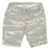 RED SOUL Mens Shorts Grey & Cream Camouflage Casual M W32 Cotton Blend