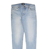 DICKIES Mens Slim Light Blue Cotton Jeans W33 L34 Button Closure Slim Fit Denim