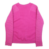 NIKE Girls Pink Crew Neck XL Sweatshirt Polyester Blend Quilted Panel Design