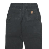 CARHARTT Mens Black Loose Cotton Jeans W33 L27 Workwear Durable Zip Closure