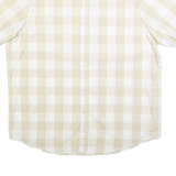 CHAPS Mens Beige & White Check Shirt XL Casual Cotton Blend Short Sleeve