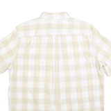 CHAPS Mens Beige & White Check Shirt XL Casual Cotton Blend Short Sleeve