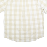 CHAPS Mens Beige & White Check Shirt XL Casual Cotton Blend Short Sleeve