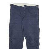 CARHARTT Mens Cotton Blend Navy Relaxed Cargo Trousers W34 L28 Workwear