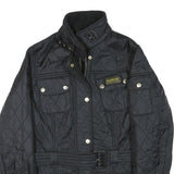 BARBOUR Womens Black Quilted Jacket UK 10 Polyester Blend Zip Belted