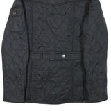 BARBOUR Womens Black Quilted Jacket UK 10 Polyester Blend Zip Belted
