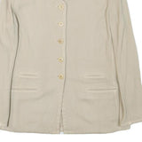 SUGAR Womens Cream Cotton Blend Button Jacket M Plain Classic Stylish