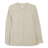 SUGAR Womens Cream Cotton Blend Button Jacket M Plain Classic Stylish