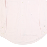 TOMMY HILFIGER Mens Pink Plain Shirt L Button Down Collar Cotton Long Sleeve
