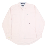TOMMY HILFIGER Mens Pink Plain Shirt L Button Down Collar Cotton Long Sleeve