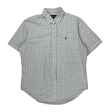 Polo By Ralph Lauren Checked Short Sleeve Shirt - Medium White Cotton