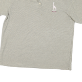 DONNKENNY Mens Beige & Black Striped Polo Shirt L Cotton Blend Short Sleeve