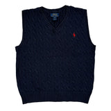 Age 10-12 Polo By Ralph Lauren Sweater Vest - Medium Navy Cotton