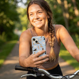 Powder Blue Chihuahua Charms iPhone 15 Pro Case - Lifestyle photo showing phone case in use