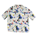 KARTING Womens White Printed Shirt Short Sleeve Collared 2XL Artistic Design