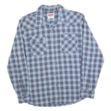 WRANGLER Mens Blue & Brown Check Shirt L Long Sleeve Button Casual Cotton Blend