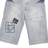 DOGNOSE Mens Shorts Blue Casual M W30 Embroidered Patches Cotton Blend