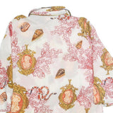 Womens White Printed Shirt Long Sleeve Collared M Casual Stylish Button Up