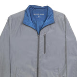 MICHAEL KORS Mens Grey Blue Zip Jacket S Polyester Plain Lightweight Windbreaker