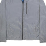 MICHAEL KORS Mens Grey Blue Zip Jacket S Polyester Plain Lightweight Windbreaker