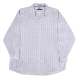 TOMMY HILFIGER Mens White & Purple Regular Fit Checked Shirt XL Classic Button