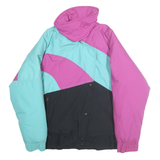 EDELWEISS Womens Pink & Blue Black Colourblock Zip Jacket M Polyester Blend