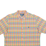 RALPH LAUREN Mens Orange & Green Checked Shirt L Cotton Button Down Collar