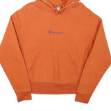 CHAMPION Mens Orange Hoodie S Cotton Blend Pullover Classic Logo Sweatshirt