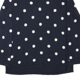 TOMMY HILFIGER Womens Navy & White Polka Dot Patterned V-Neck Cotton Blend