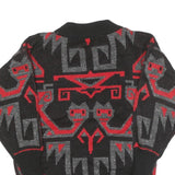 CONSPIRACY Womens Black & Red Patterned Jumper Crew Neck Basic Knit S Stylish