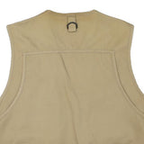 Mens Beige Cotton Blend Utility Vest Jacket M Plain Multi Pocket Zip Closure