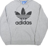 ADIDAS Mens Grey Hoodie S Cotton Blend Pullover Casual