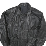 Womens Black Leather Zip Jacket S Plain Casual Outerwear