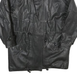 Womens Black Leather Zip Jacket S Plain Casual Outerwear