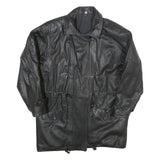 Womens Black Leather Zip Jacket S Plain Casual Outerwear