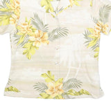 TOMMY BAHAMA Womens Cream & Yellow Printed Shirt Short Sleeve Collared S Silk